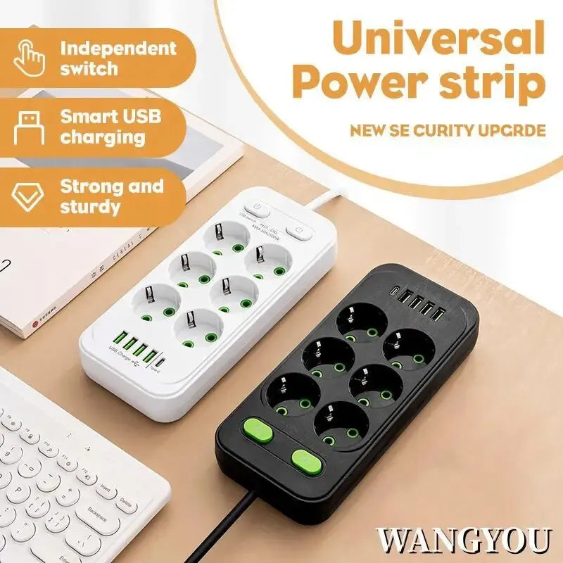 EU Plug 6-Outlets Power Strip