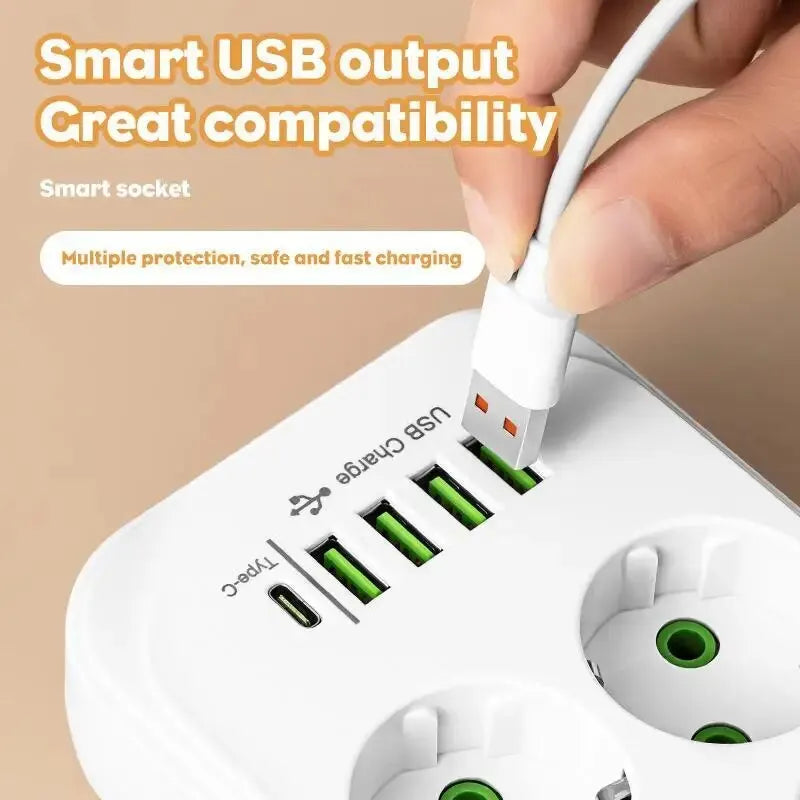 EU Plug 6-Outlets Power Strip