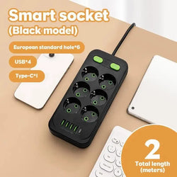 EU Plug 6-Outlets Power Strip